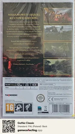Gothic Classic Nintendo Switch, Poland box back
