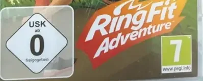 Ring Fit Adventure, the PEGI square on its front