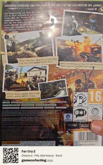 Far Cry 2 Xbox 360, Germany box back