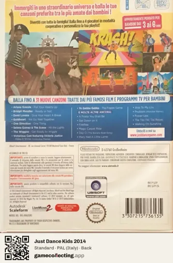 Just Dance Kids 2014 Nintendo Wii, Italy box back