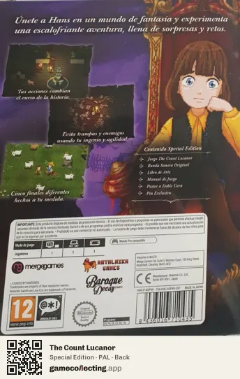 The Count Lucanor Nintendo Switch, PAL box back