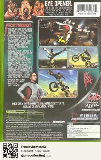 Freestyle MetalX Xbox, NTSC box back