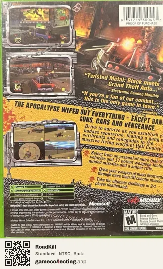 RoadKill Xbox, NTSC box back