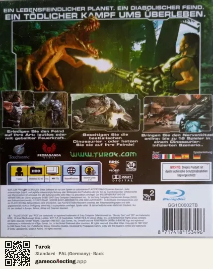 Turok PlayStation 3, Germany box back