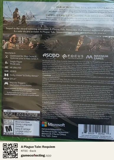 A Plague Tale: Requiem Xbox Series X, NTSC box back