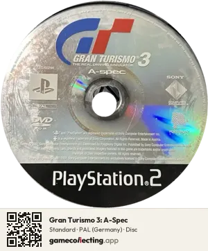 Gran Turismo 3: A-Spec PlayStation 2, PAL disc