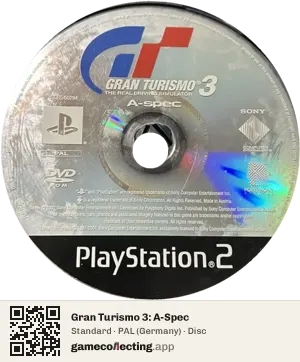 Gran Turismo 3: A-Spec PlayStation 2, PAL disc