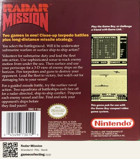 Radar Mission Game Boy, PAL box back