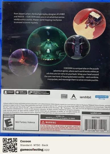 Cocoon PlayStation 5, NTSC box back