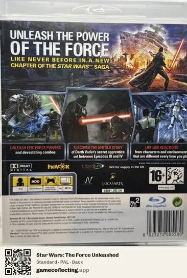 Star Wars: The Force Unleashed PlayStation 3, PAL box back