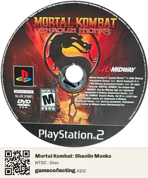 Mortal Kombat: Shaolin Monks PlayStation 2, NTSC disc