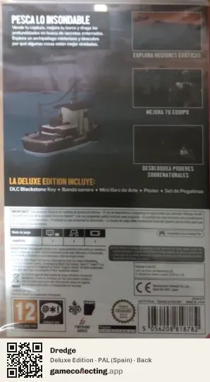 Dredge Nintendo Switch, Spain box back