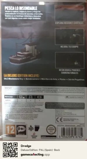 Dredge Nintendo Switch, Spain box back