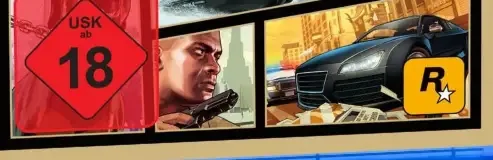 Grand Theft Auto V, the USK square on its front