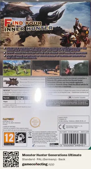 Monster Hunter Generations Ultimate Nintendo Switch, Germany box back