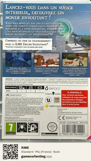 RiME Nintendo Switch, France box back
