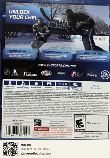 NHL 20 PlayStation 4, NTSC box back