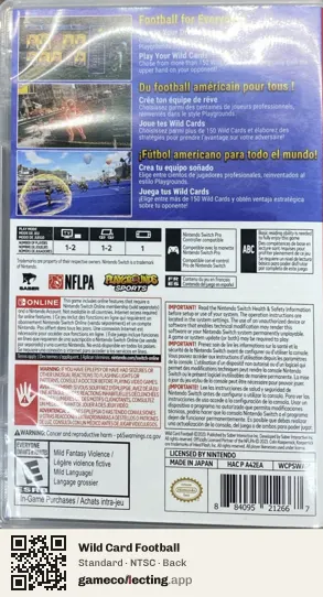 Wild Card Football Nintendo Switch, NTSC box back