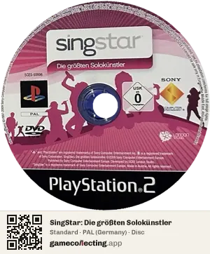 SingStar: Die größten Solokünstler PlayStation 2, PAL disc
