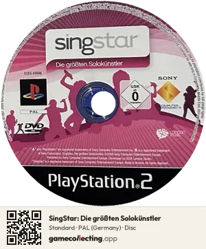 SingStar: Die größten Solokünstler PlayStation 2, PAL disc