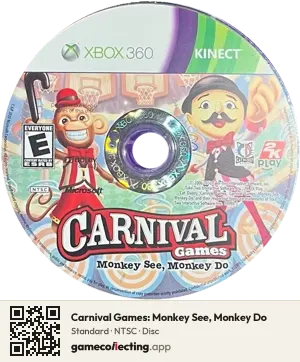 Carnival Games: Monkey See, Monkey Do Xbox 360, NTSC disc