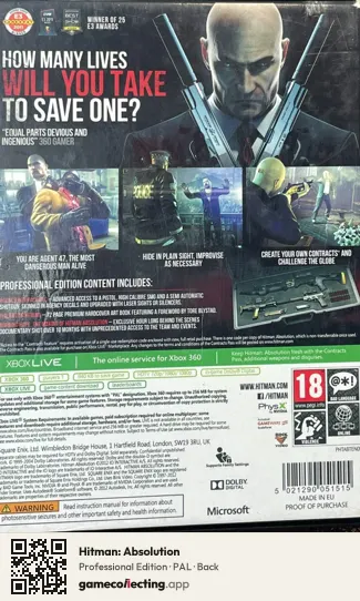 Hitman: Absolution Xbox 360, PAL box back