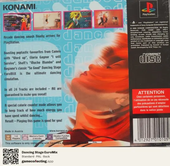 Dancing Stage EuroMix PlayStation, PAL box back