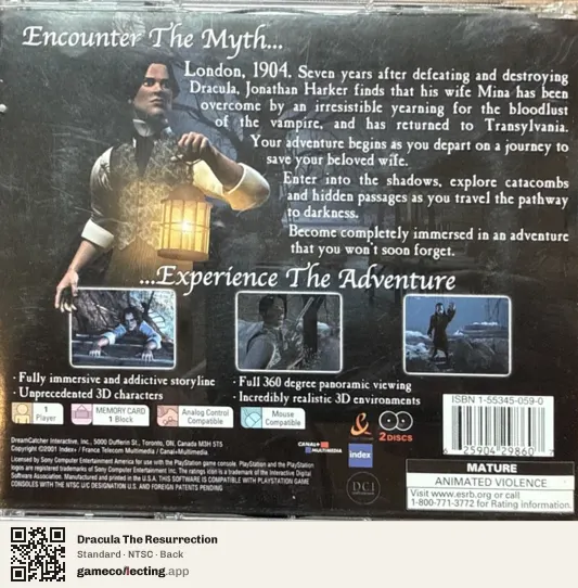 Dracula The Resurrection PlayStation, NTSC box back