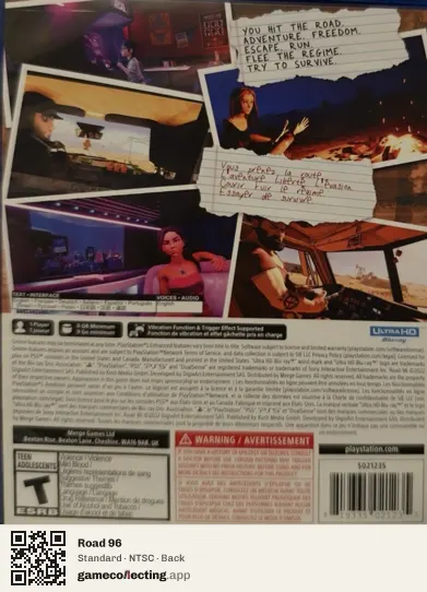Road 96 PlayStation 5, NTSC box back