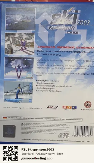 RTL Skispringen 2003 PlayStation 2, Germany box back