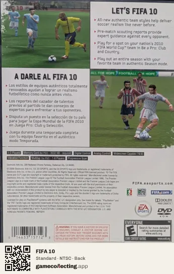 FIFA 10 PlayStation 2, NTSC box back