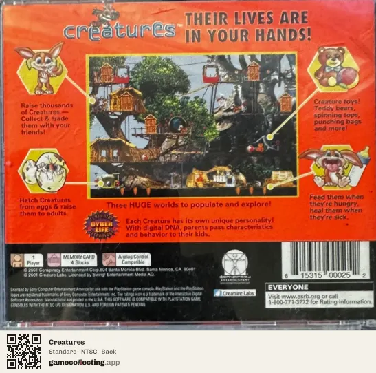 Creatures PlayStation, NTSC box back