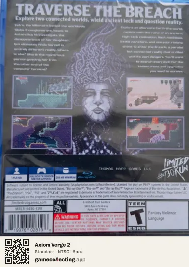 Axiom Verge 2 PlayStation 4, NTSC box back