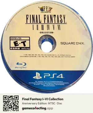 Final Fantasy I-VI Collection PlayStation 4, NTSC disc