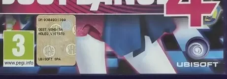 Just Dance 4, the PEGI square on its front