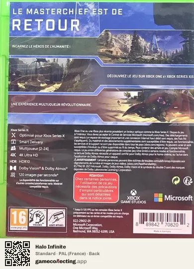 Halo Infinite Xbox Series X, France box back