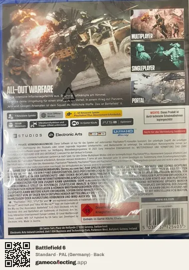 Battlefield 6 PlayStation 5, Germany box back