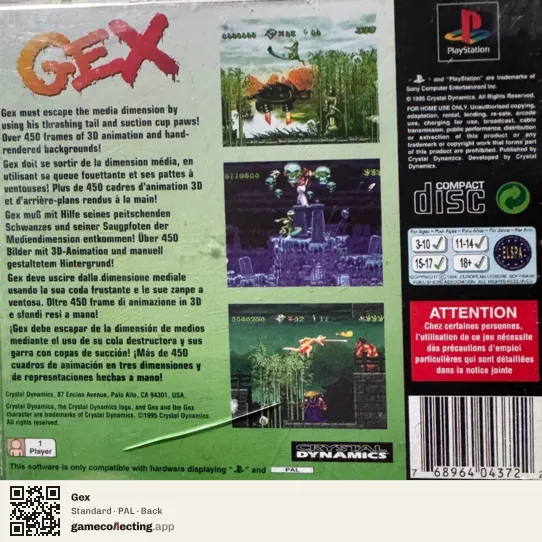 Gex PlayStation, PAL box back