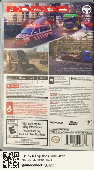 Truck & Logistics Simulator Nintendo Switch, NTSC box back
