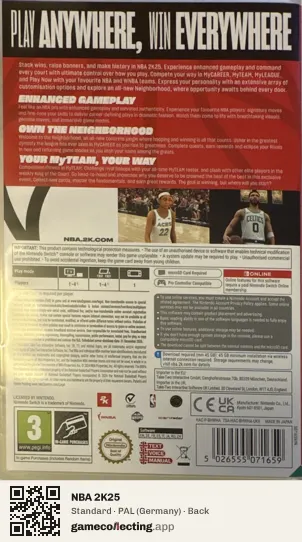 NBA 2K25 Nintendo Switch, Germany box back
