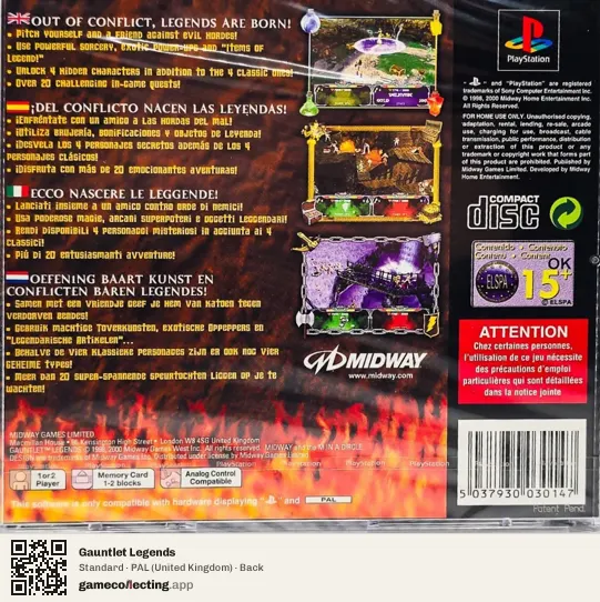 Gauntlet Legends PlayStation, United Kingdom box back