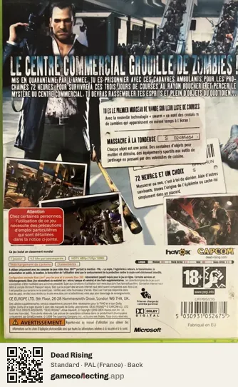 Dead Rising Xbox 360, France box back