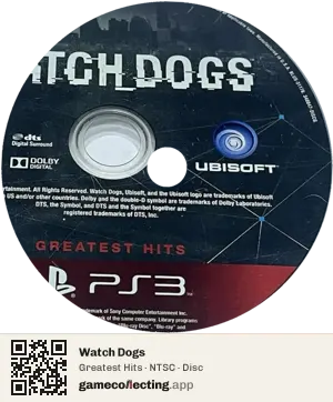 Watch Dogs PlayStation 3, NTSC disc