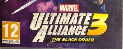 Marvel Ultimate Alliance 3: The Black Order, the PEGI square on its front