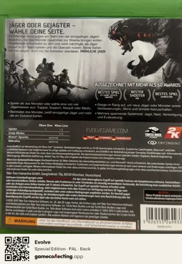 Evolve Xbox One, PAL box back