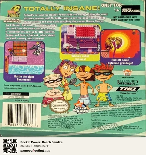 Rocket Power: Beach Bandits Game Boy Advance, NTSC box back