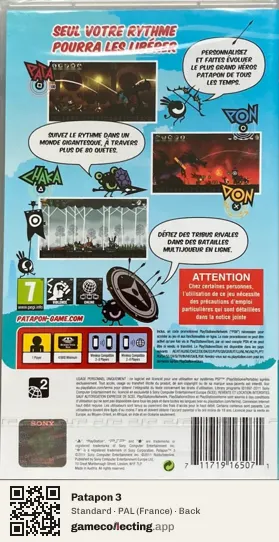 Patapon 3 PlayStation Portable, France box back