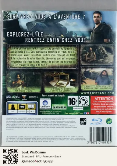 Lost: Via Domus PlayStation 3, France box back