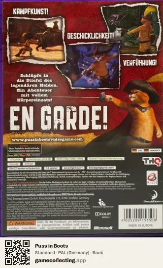 Puss in Boots Xbox 360, Germany box back