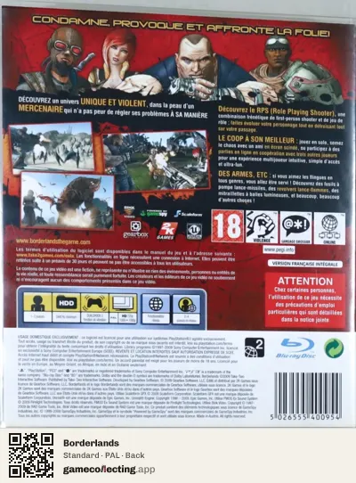Borderlands PlayStation 3, PAL box back